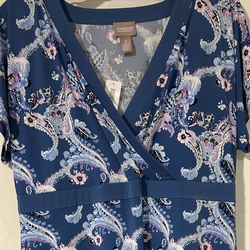 NWT: Chico's Multicolor Floral Midi Dress. Size 2